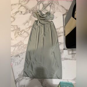 SHEIN Satin Cowl Neck Maxi Dress in Sage Green